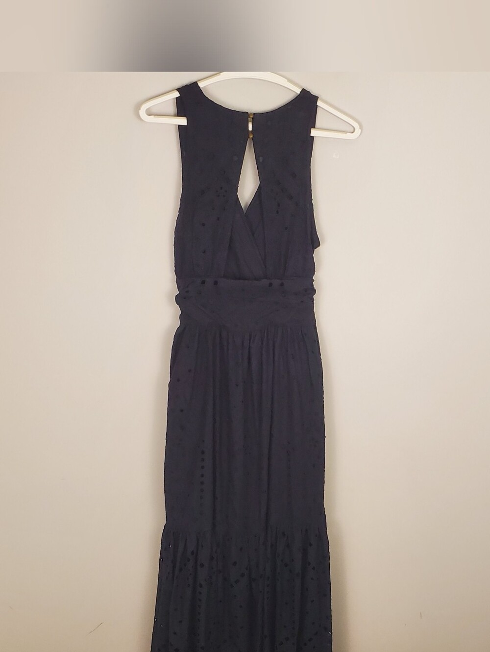 Maeve by Anthropologie Eyelet Wrap Midi Dress Size 6 NWT Black New - Picture 6 of 15